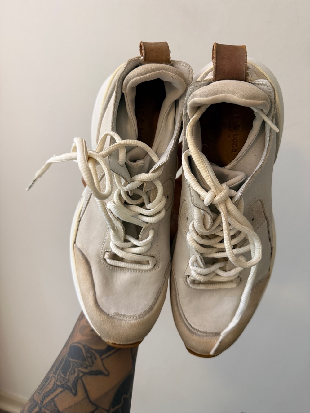 rag & bone White and Tan Low-Top Manston Runner Sneakers - Picture 5 of 14